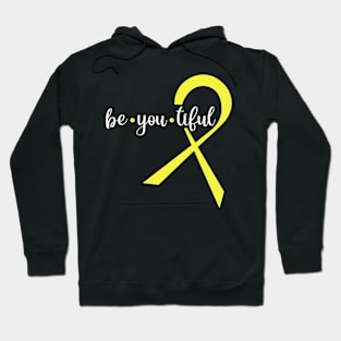 Be You Tiful Hydrocephalus Awareness Yellow Ribbon Warrior Support Survivor Hoodie